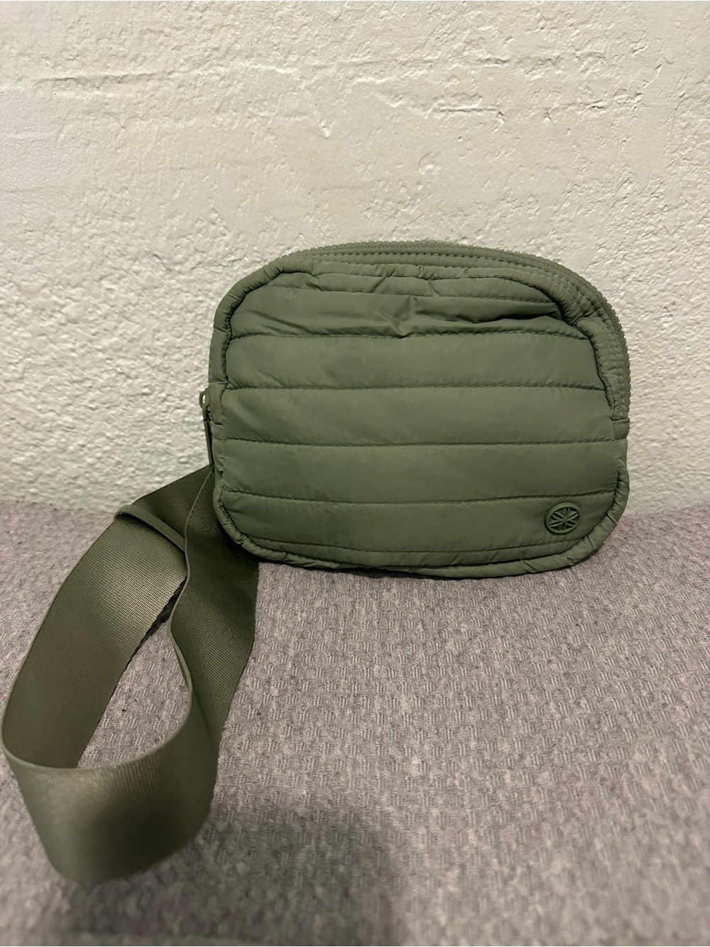 Olive Green Quilted Crossbody Bag